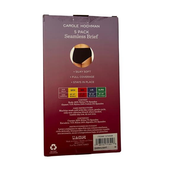 Carole Hochman Seamless Brief 5-Pack (Size M) - New In Box - Picture 8 of 8